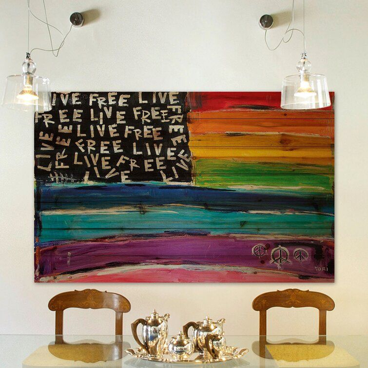 Live Free Rainbow Flag by Tori Campisi Print on Wood 60"x40" thumbnail 3