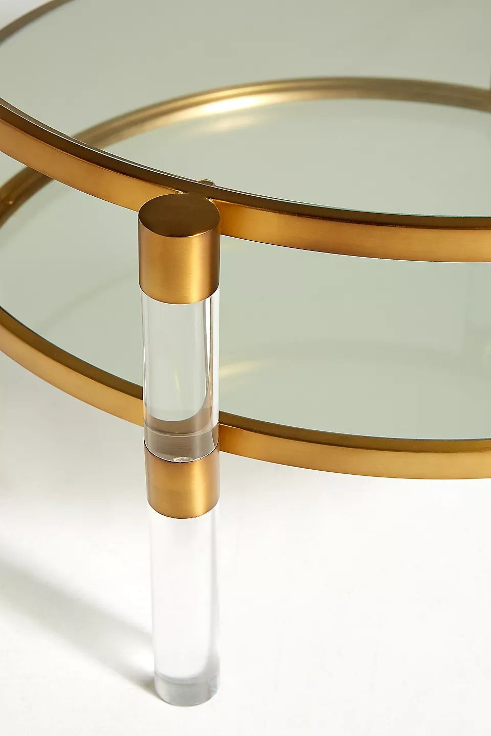 Oscarine Lucite Round Mirrored Coffee Table thumbnail 3