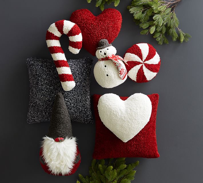 Cozy Teddy Faux Fur Candy Cane Shaped Pillow  thumbnail 4