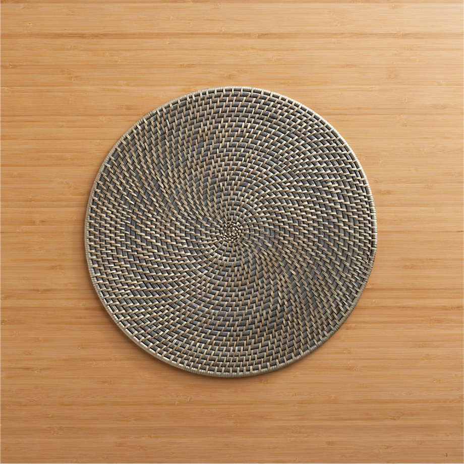 Artesia Grey Rattan Round Placemat thumbnail 2