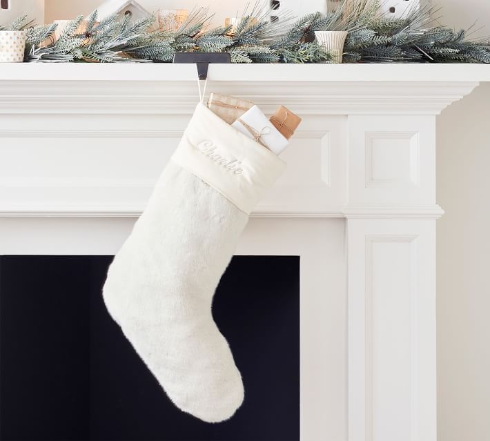 Alpaca Faux Fur Stocking Ivory Large thumbnail 2
