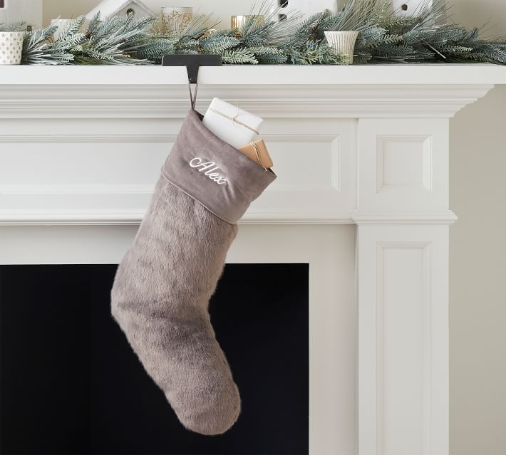 Alpaca Faux Fur Stocking Nickel Large thumbnail 2