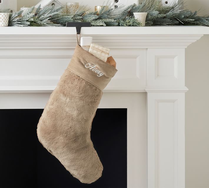 Alpaca Faux Fur Stocking Taupe Large thumbnail 2
