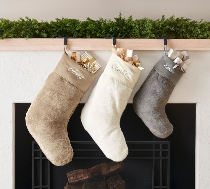 Alpaca Faux Fur Stocking Taupe Large thumbnail 4