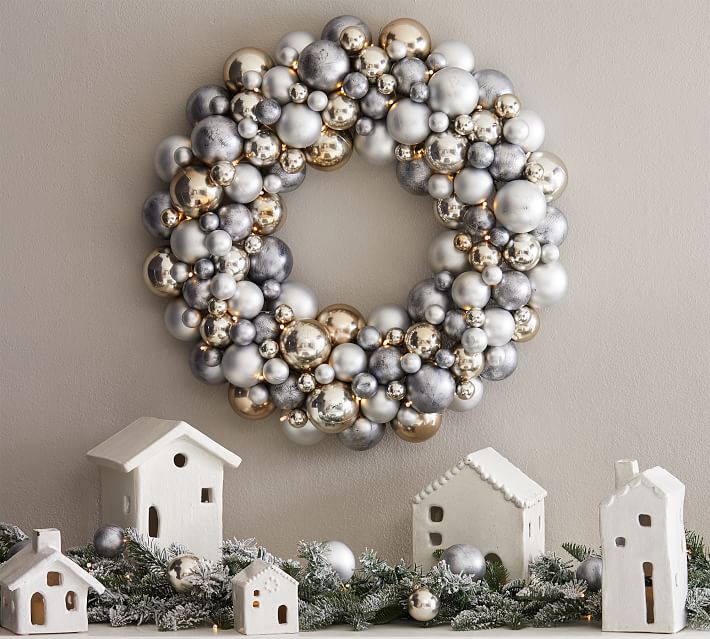Frosted Pine and Ornament Wreath thumbnail 2
