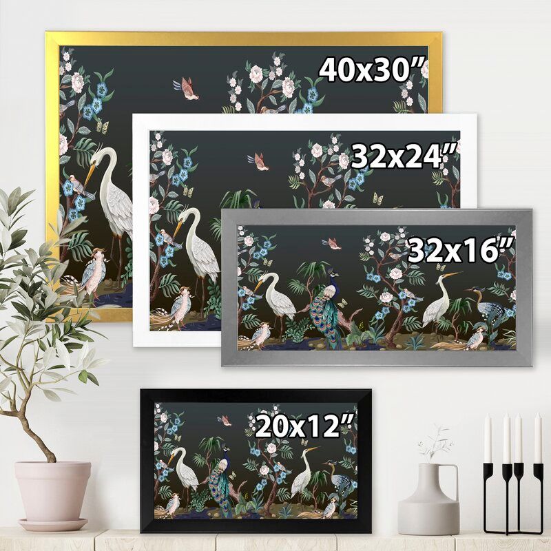 Chinoiserie With Birds And Peonies With Frame 40"x30" thumbnail 4