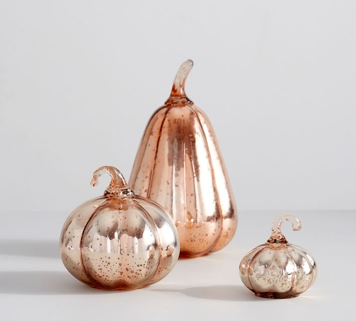 Mercury Glass Pumpkins Rose Gold Mini thumbnail 3