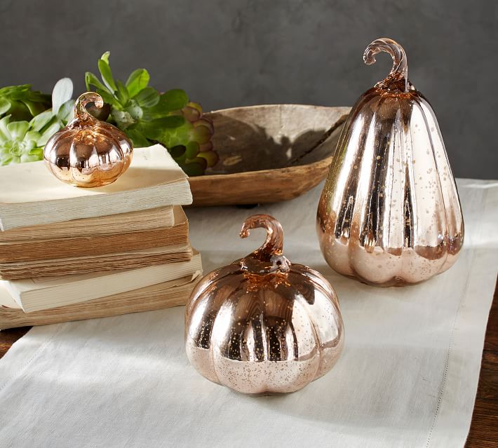 Mercury Glass Pumpkins Rose Gold Small thumbnail 4