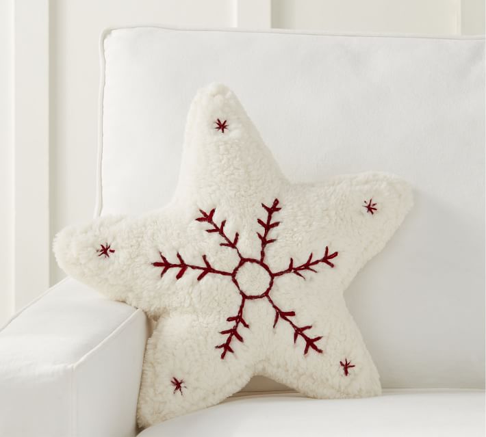 Cozy Embroidered Star Shaped Pillow Cover Ivory thumbnail 2