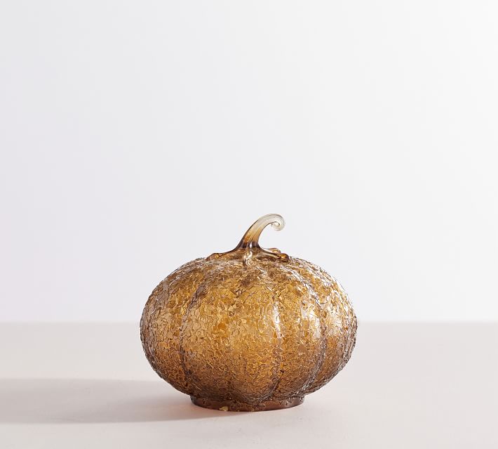 Textured Glass Amber Pumpkin Cloche Small thumbnail 2