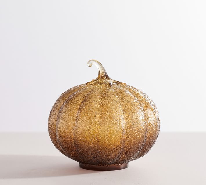 Textured Glass Amber Pumpkin Cloche Medium thumbnail 2
