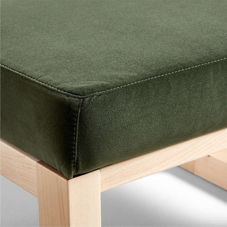 Joya Moss Velvet Ottoman with Maple Base thumbnail 5