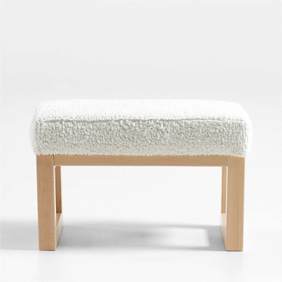 Joya Faux Sheepskin Ottoman with Maple Base thumbnail 3