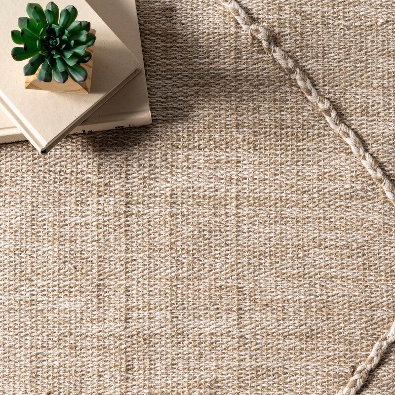 Rectangle Charlie Handmade Flatweave Beige Area Rug 9'x12' thumbnail 2