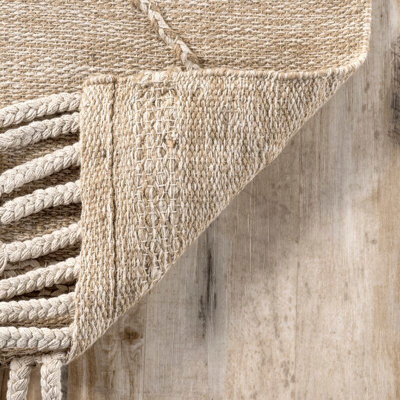 Rectangle Charlie Handmade Flatweave Beige Area Rug 9'x12' thumbnail 3