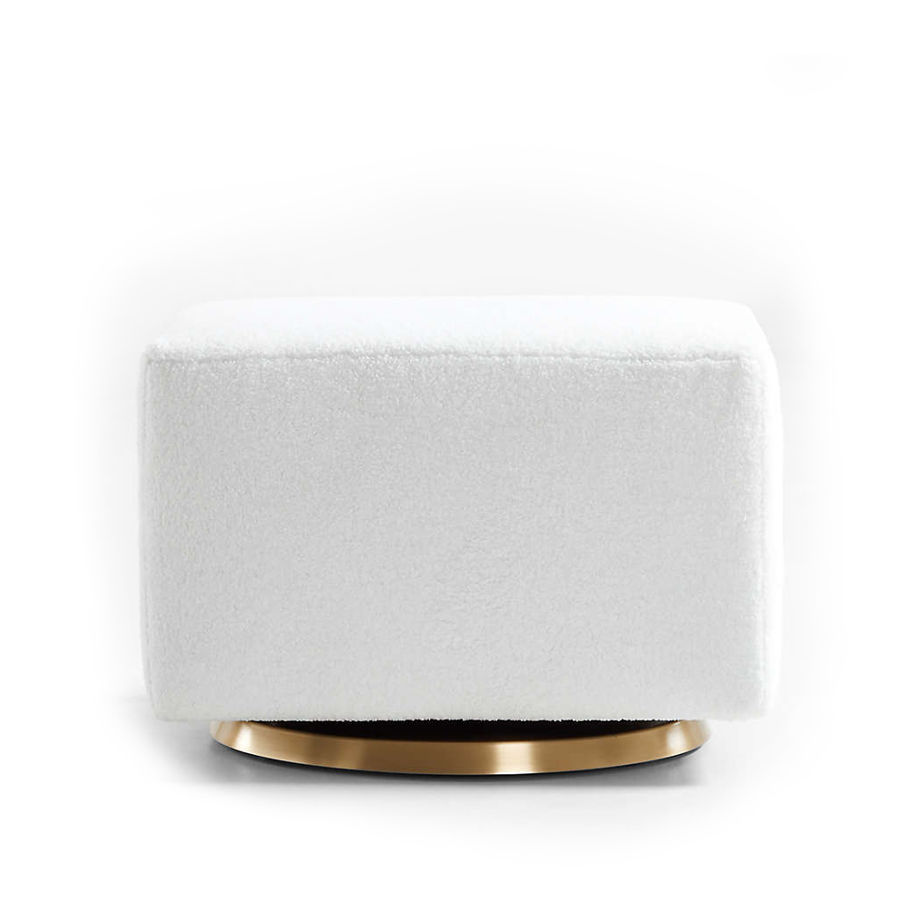 Milo Faux Sherpa Gliding Ottoman with Gold Base thumbnail 3