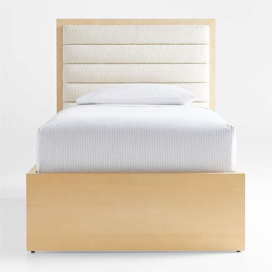 Mavericks Full Light Wood Bed with Cushioned Headboard thumbnail 3