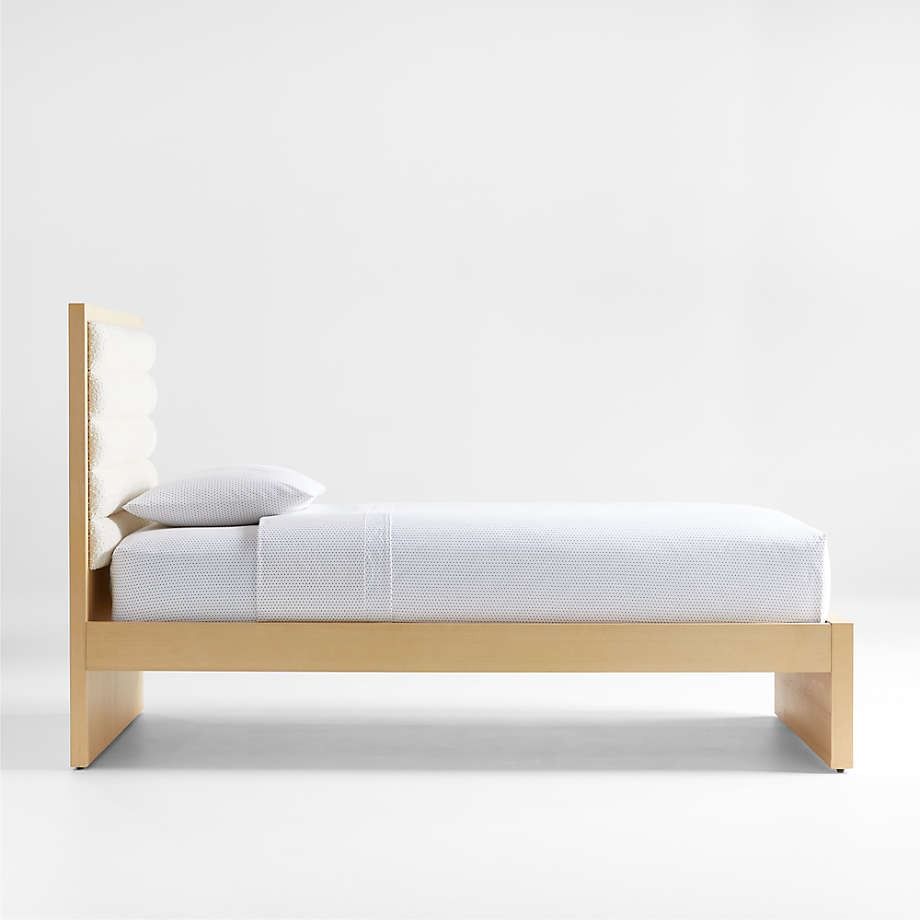 Mavericks Full Light Wood Bed with Cushioned Headboard thumbnail 4