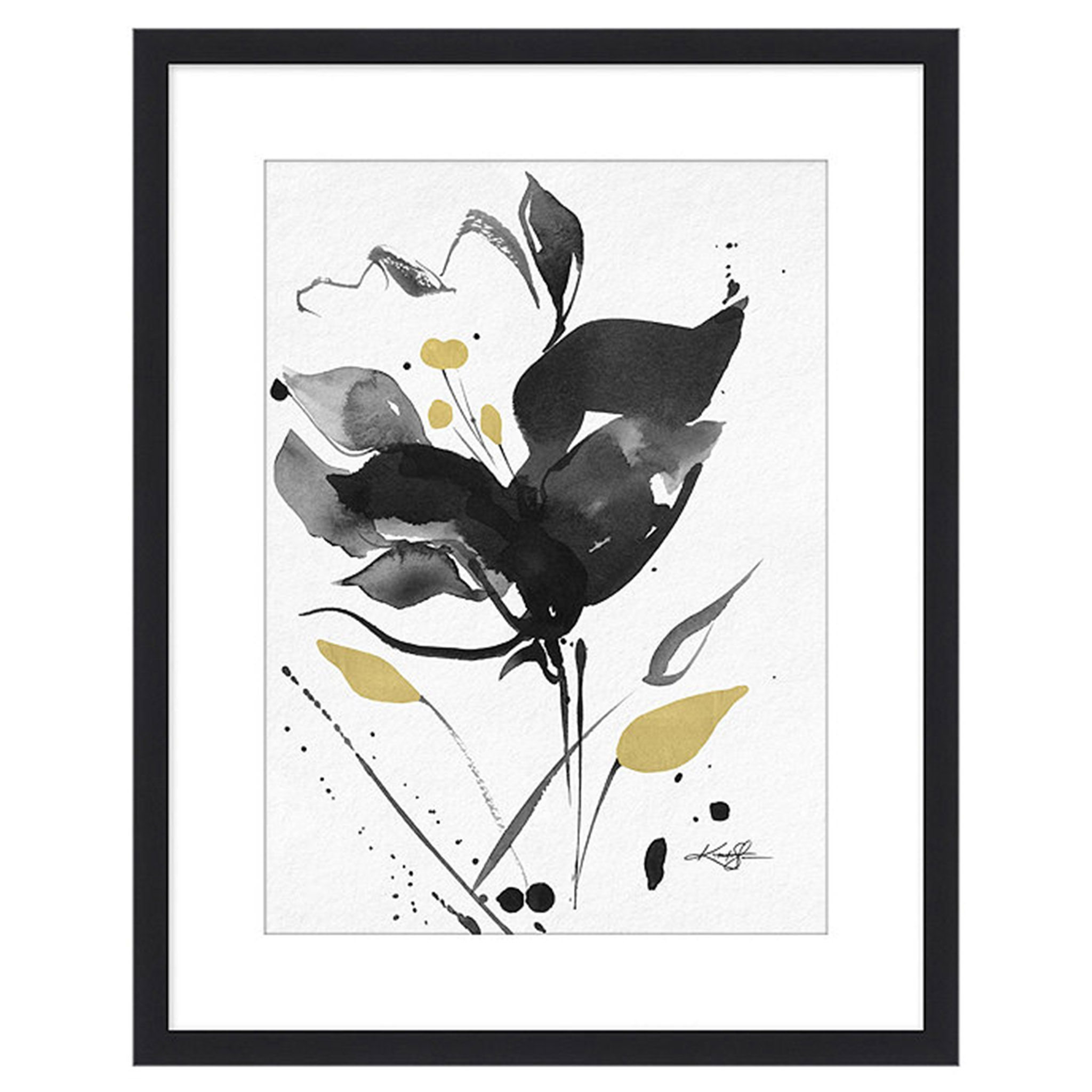 Noir Blooms Art Print I with Frame thumbnail 2