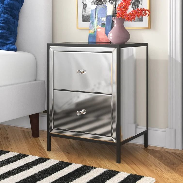 Reginald 2 Drawer Nightstand in Silver thumbnail 2