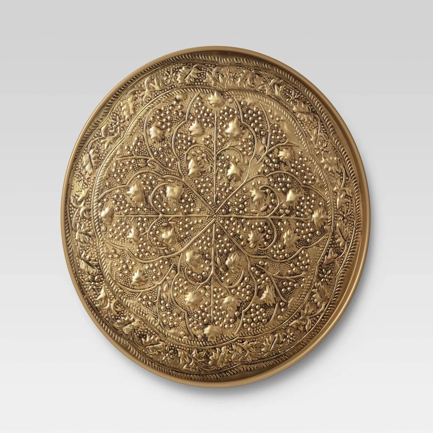 Embossed Brass Antique Medallion Wall Art Set Gold thumbnail 3
