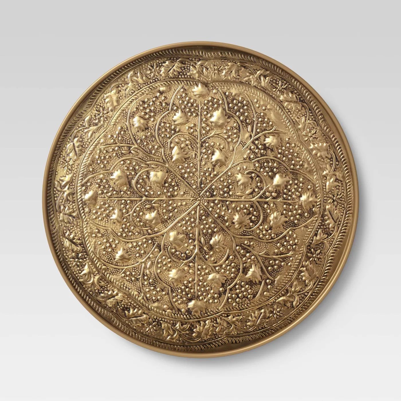 Embossed Brass Antique Medallion Wall Art Set Gold thumbnail 2