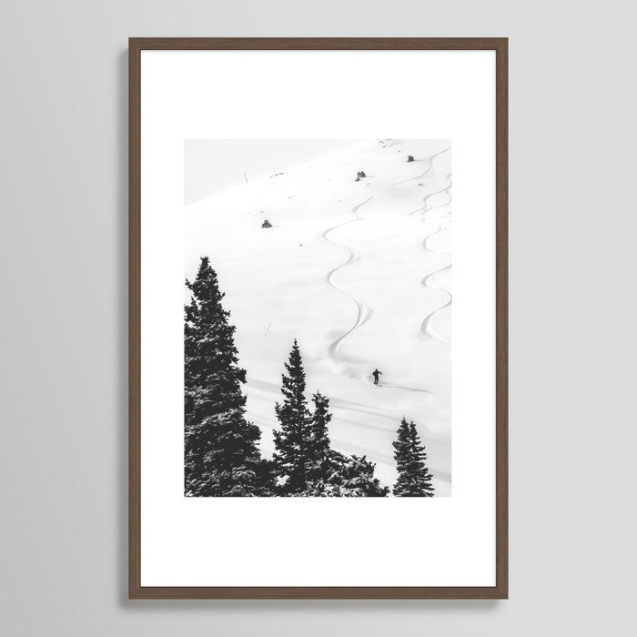 Fresh Powder Snow Mountain Ski Landscape With Frame thumbnail 2