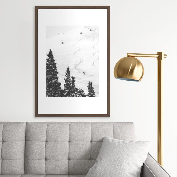 Fresh Powder Snow Mountain Ski Landscape With Frame thumbnail 3