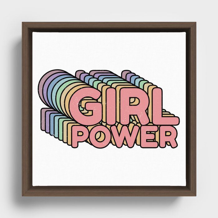 Girl Power Grl Pwr Retro Canvas With Frame 10"x10" thumbnail 2