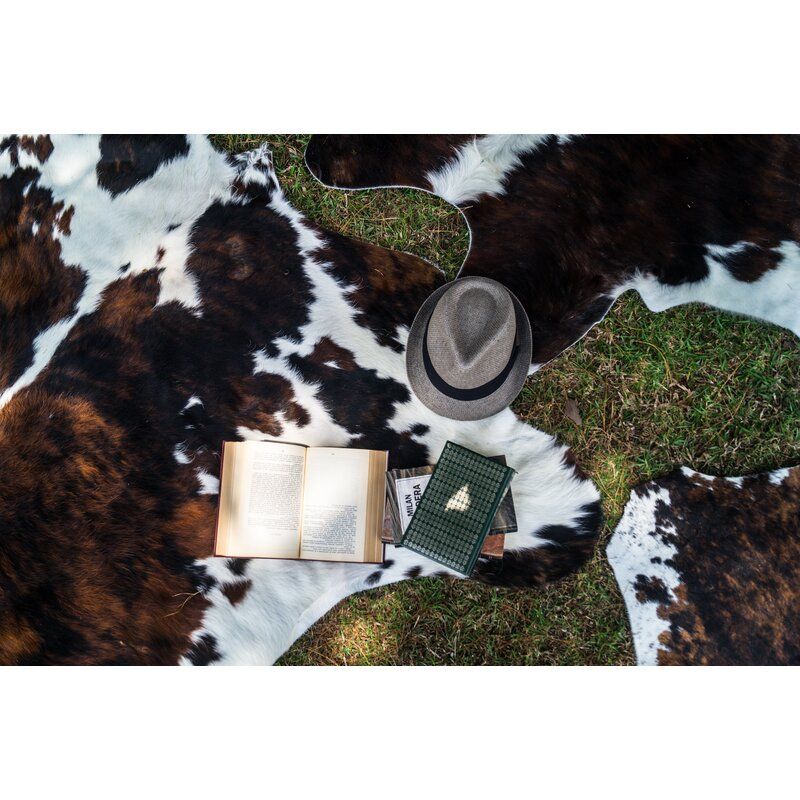 Paladin Hunting And Lodge Handmade Cowhide Brown White Area Rug 7'x 6' thumbnail 2