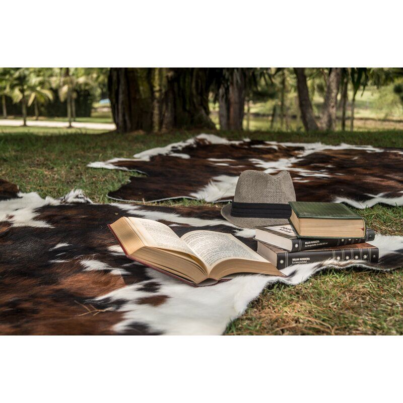 Paladin Hunting And Lodge Handmade Cowhide Brown White Area Rug 7'x 6' thumbnail 3