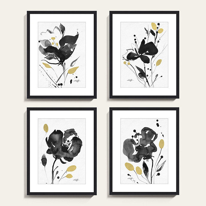 Noir Blooms Art Print IV with Frame-12"x15" thumbnail 2