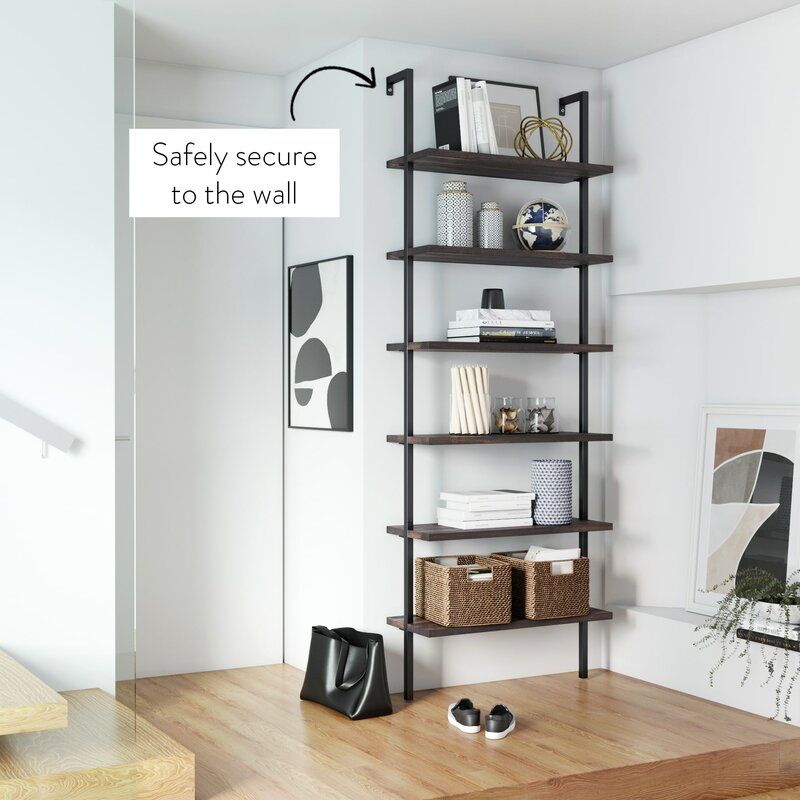 Mederos 85'' H x 30'' W Steel Ladder Bookcase thumbnail 4