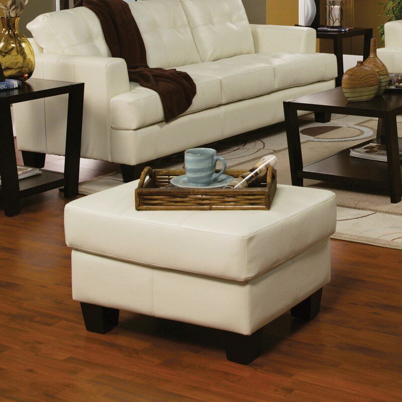  Wide Faux Leather Tufted Rectangle Standard Ottoman thumbnail 4