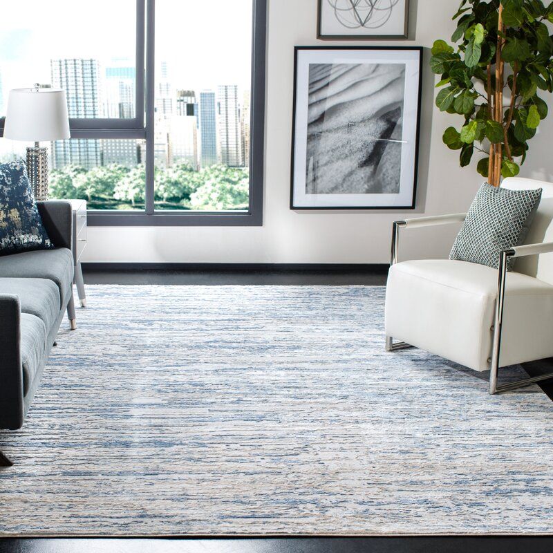 Granada Abstract Ivory Blue Area Rug-11'x15' thumbnail 3