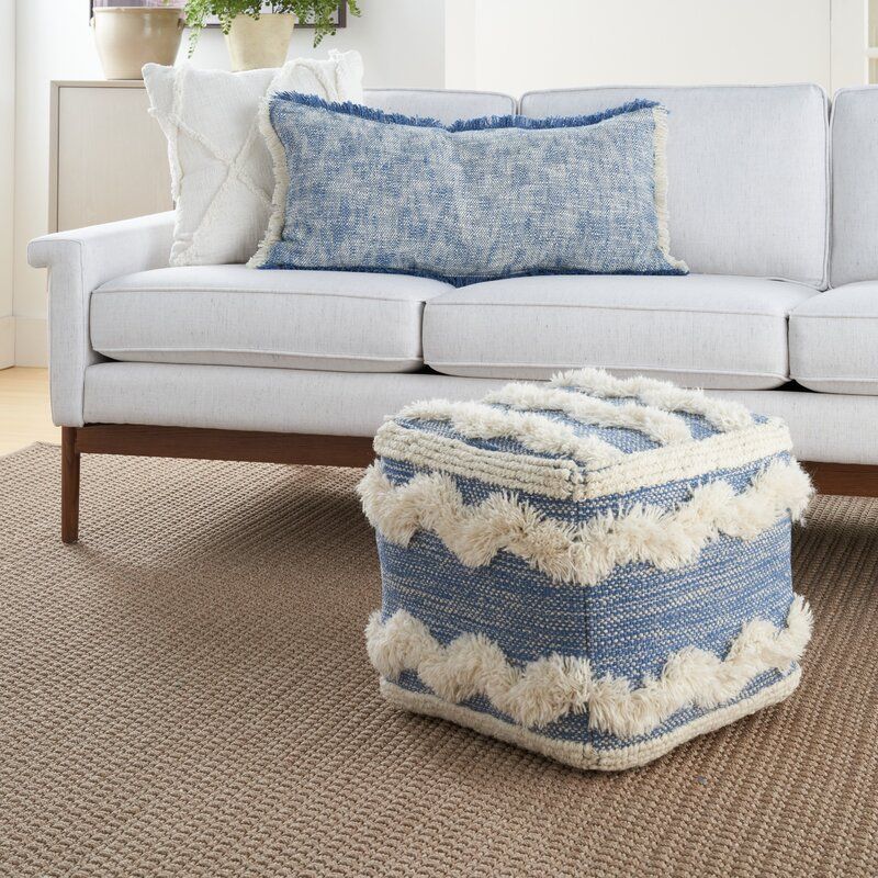 Rebekah Wide Square Chevron Pouf Ottoman thumbnail 2