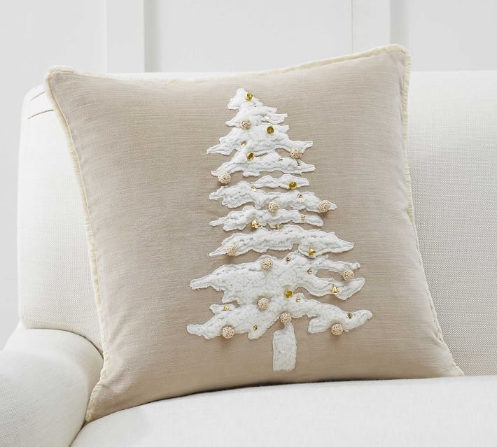Velvet Sherpa Tree Applique Pillow Cover no Insert thumbnail 2