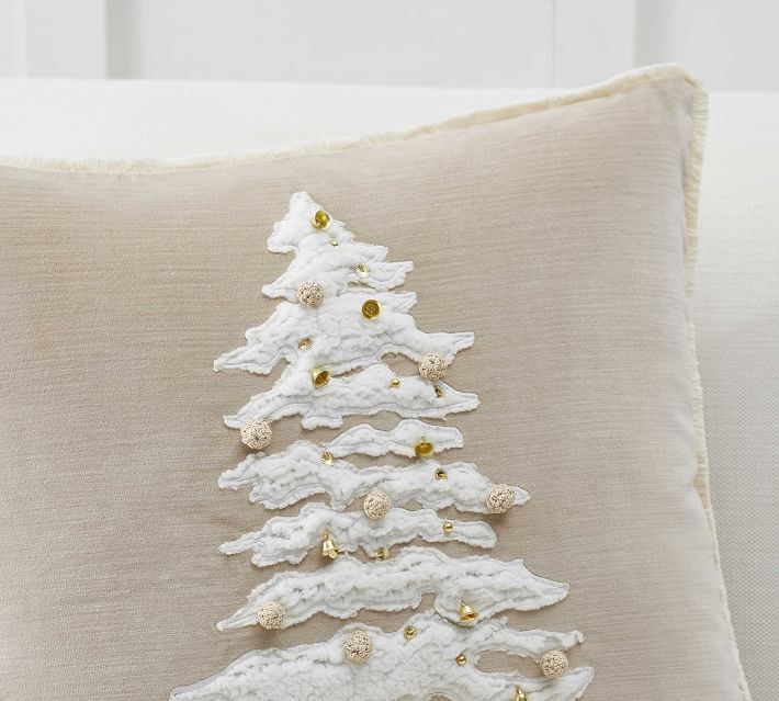 Velvet Sherpa Tree Applique Pillow Cover no Insert thumbnail 3