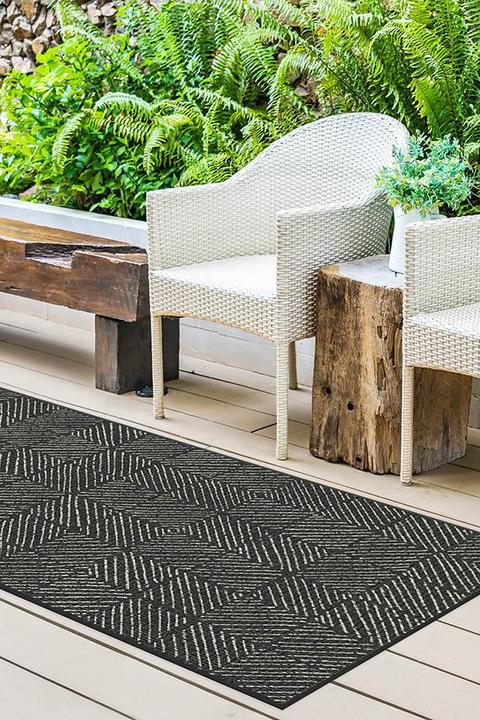 Outdoor Parquet Black Rug-2.5'x10' thumbnail 2
