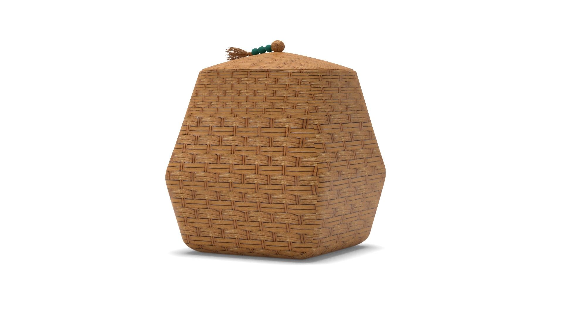 Rattan Basket with Tassel Lid Natural thumbnail 2