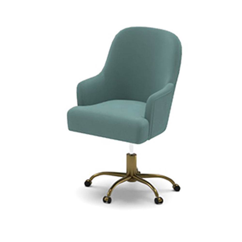 Distressed Velvet Pleated Swivel Desk Chair thumbnail 2