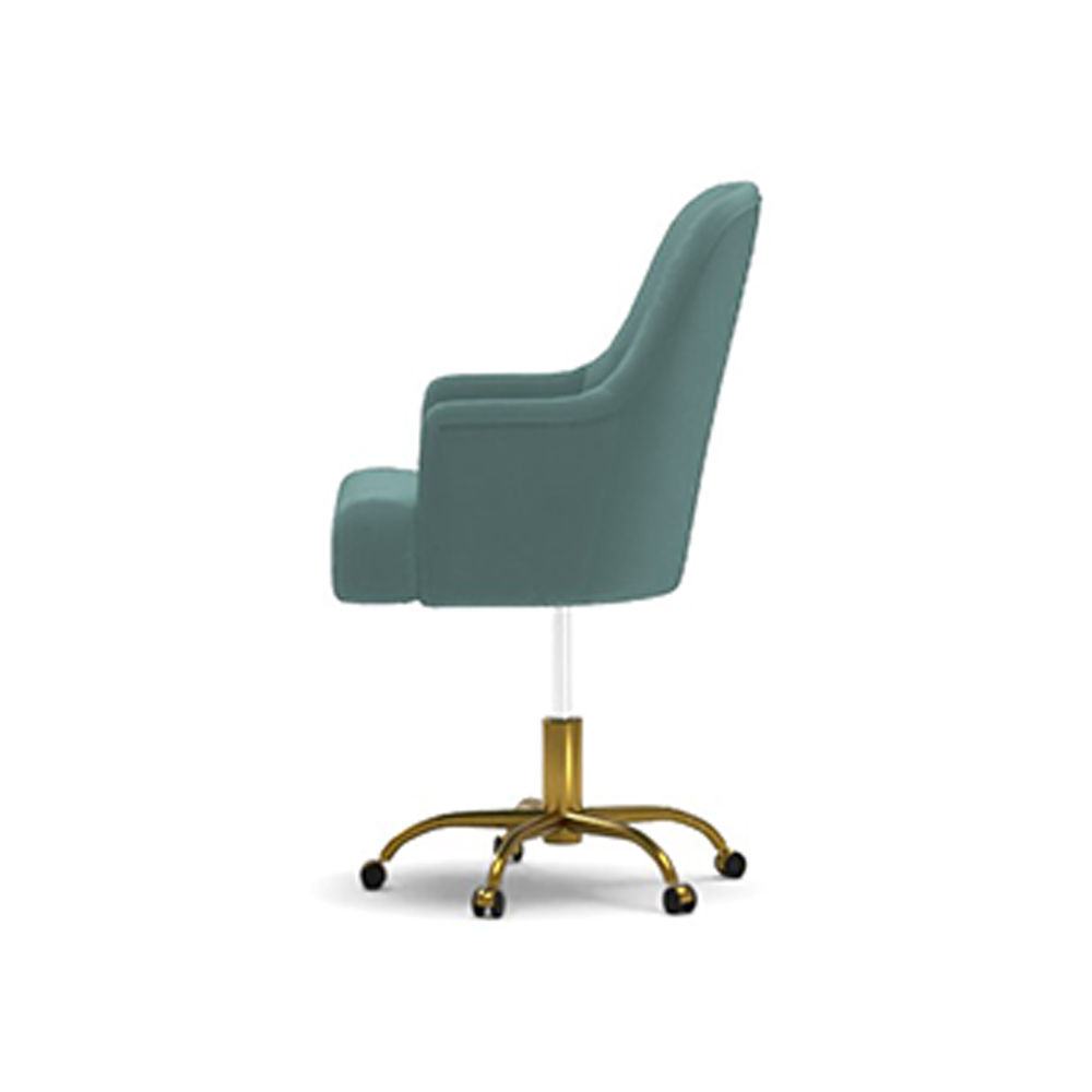 Distressed Velvet Pleated Swivel Desk Chair thumbnail 3
