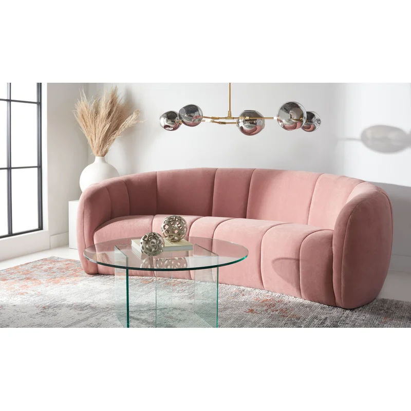 Amanjot Linen Round Arm Curved Sofa thumbnail 2