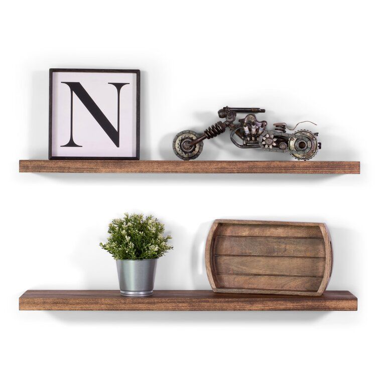 Bridgecliff 2 Piece Poplar Solid Wood Floating Shelf Set of 2 thumbnail 2