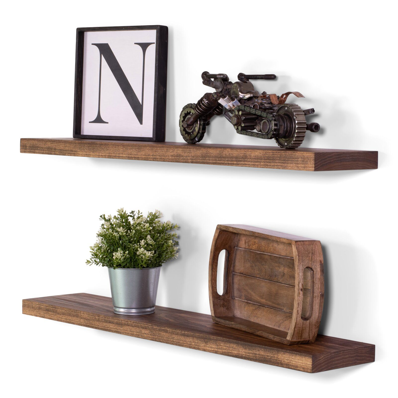 Bridgecliff 2 Piece Poplar Solid Wood Floating Shelf Set of 2 thumbnail 3