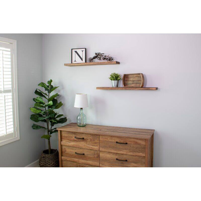 Bridgecliff 2 Piece Poplar Solid Wood Floating Shelf Set of 2 thumbnail 4