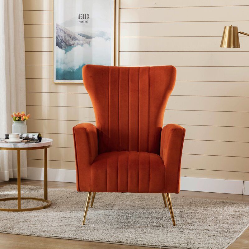 Liptak Wide Velvet Wingback Chair thumbnail 2
