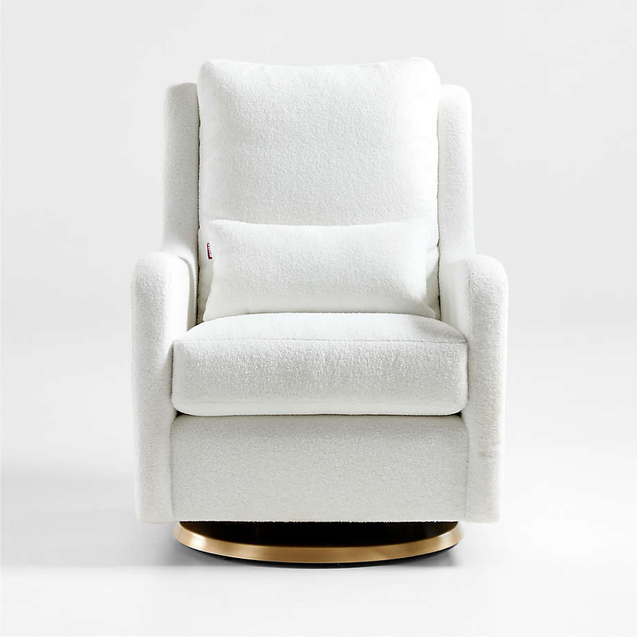 Milo Faux Sherpa Swivel Glider with Gold Base thumbnail 2