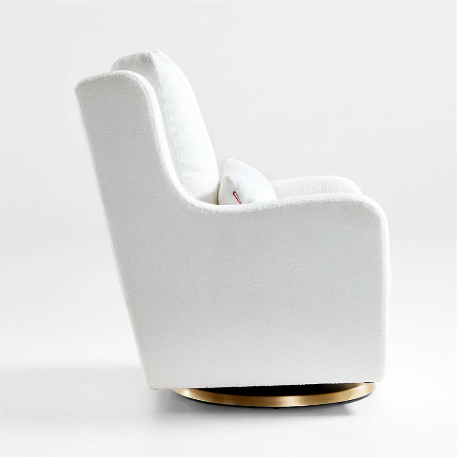 Milo Faux Sherpa Swivel Glider with Gold Base thumbnail 3