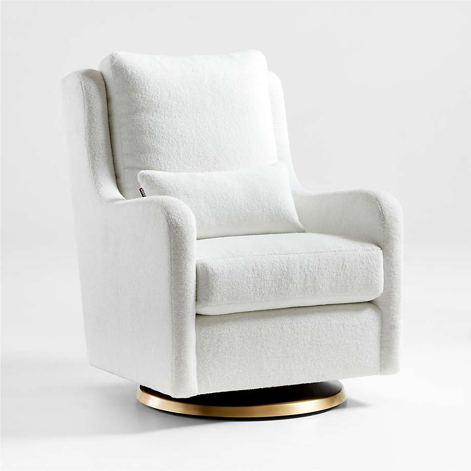 Milo Faux Sherpa Swivel Glider with Gold Base thumbnail 4